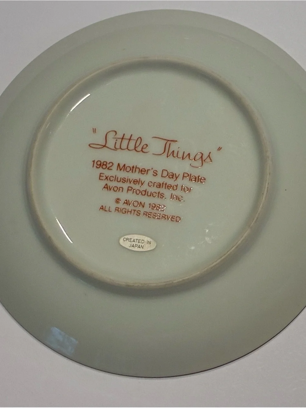 Vintage 1982 Avon Mother’s Day Plate Little Things Mean A Lot Trinket Decor